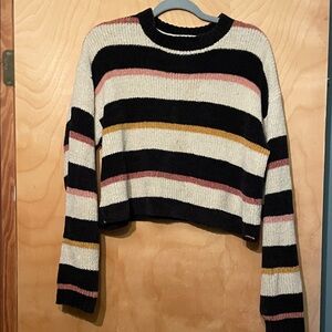 Volcom Women's Striped Sweater - Black, Cream, Pink, Gold